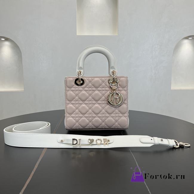Fortok Dior Lady Dior ABC Bag Powder Pink White 20 x 18 x 8 cm - 1