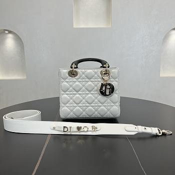 Fortok Dior Lady Dior ABC Bag White Cannage Lambskin 20 x 18 x 8 cm