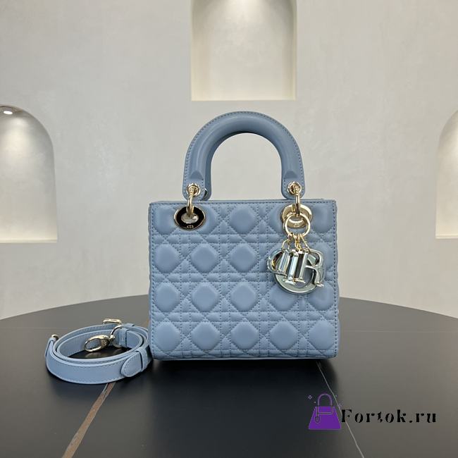 Fortok Dior Lady Dior Blue Cannage Lambskin 20 x 18 x 8 cm - 1