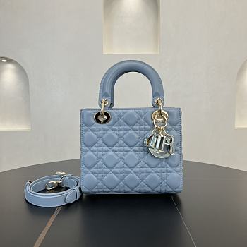 Fortok Dior Lady Dior Blue Cannage Lambskin 20 x 18 x 8 cm