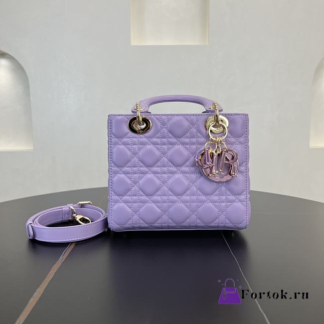 Fortok Dior Lady Dior Purple Cannage Lambskin 20 x 18 x 8 cm - 1