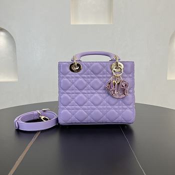 Fortok Dior Lady Dior Purple Cannage Lambskin 20 x 18 x 8 cm