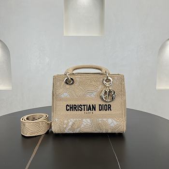 Fortok Christian Dior Pre-owned 2010s Medium Lady D-Lite Handbag - Tan 24 x 21 x 12 cm 
