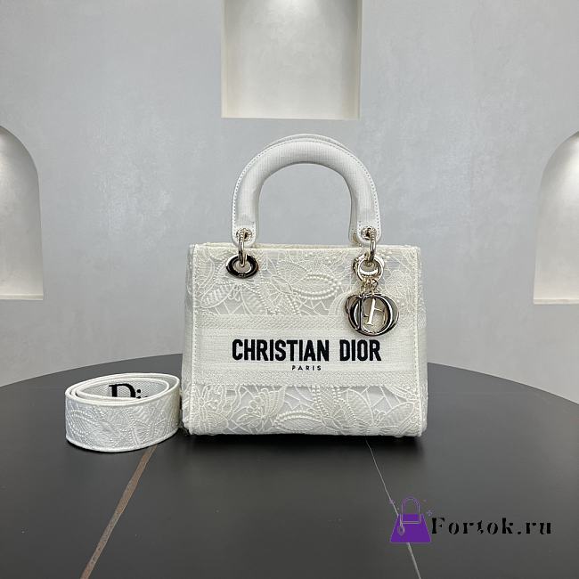 Fortok Christian Dior Pre-owned 2010s Medium Lady D-Lite Handbag - White 24 x 21 x 12 cm  - 1
