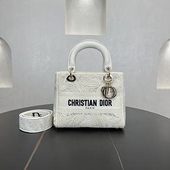 Fortok Christian Dior Pre-owned 2010s Medium Lady D-Lite Handbag - White 24 x 21 x 12 cm 