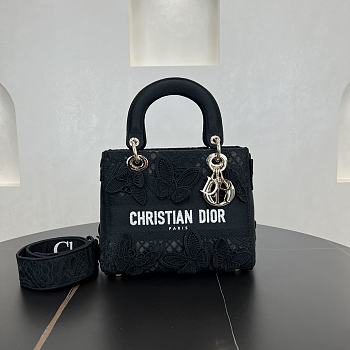 Fortok Christian Dior Pre-owned 2010s Medium Lady D-Lite Butterfly Handbag - Black 24 x 21 x 12 cm 