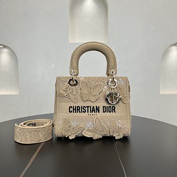 Fortok Christian Dior Pre-owned 2010s Medium Lady D-Lite Butterfly Handbag - Tan 24 x 21 x 12 cm 