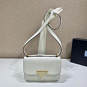 Fortok Prada saffiano Leather Flap shoulder Bag White 22x16x6cm - 1