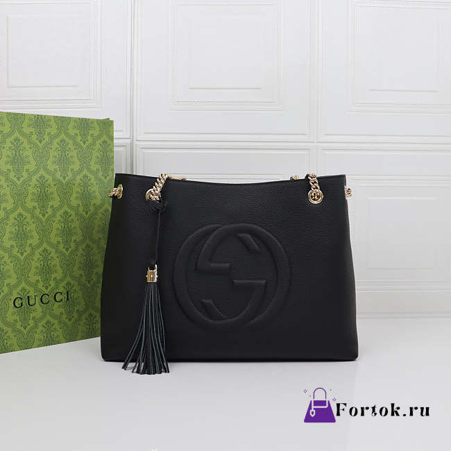 Fortok Gucci Soho black Cellarius gg Logo leather Chain Bag 38 x 27 x 14cm - 1