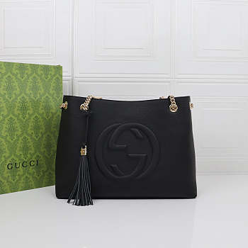 Fortok Gucci Soho black Cellarius gg Logo leather Chain Bag 38 x 27 x 14cm