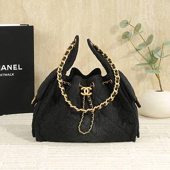 Fortok Chanel 25 Black Denim Bag 30 x 26 x 14cm