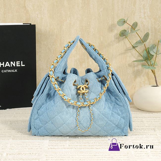 Fortok Chanel 25 Blue Denim Bag 30 x 26 x 14cm - 1