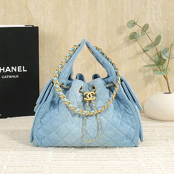 Fortok Chanel 25 Blue Denim Bag 30 x 26 x 14cm