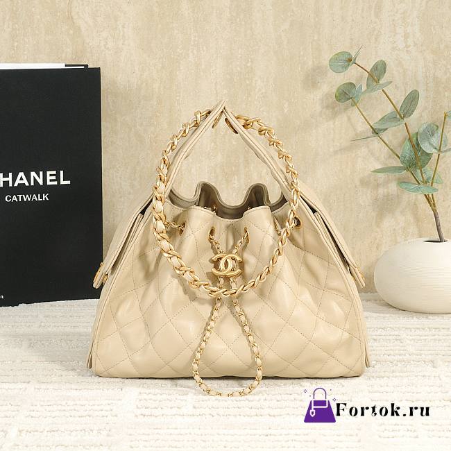 Fortok Chanel 25 Beige Leather Bag 30 x 26 x 14cm - 1