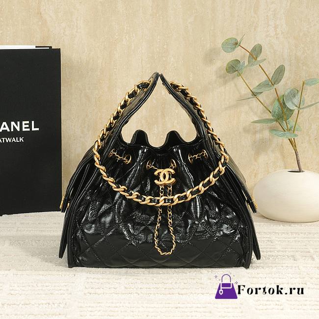 Fortok Chanel 25 Black Leather Bag 30 x 26 x 14cm - 1