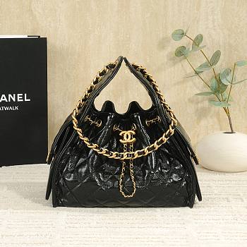 Fortok Chanel 25 Black Leather Bag 30 x 26 x 14cm
