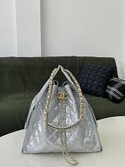 Fortok Chanel 25 Silver Caviar Leather Bag 30 x 26 x 14cm - 1
