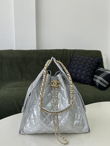 Fortok Chanel 25 Silver Caviar Leather Bag 30 x 26 x 14cm