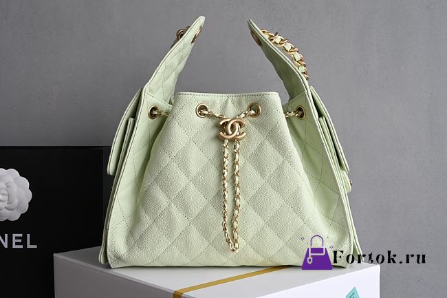 Fortok Chanel 25 Baby Green Caviar Leather Bag 30 x 26 x 14cm - 1