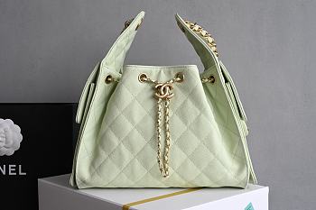 Fortok Chanel 25 Baby Green Caviar Leather Bag 30 x 26 x 14cm