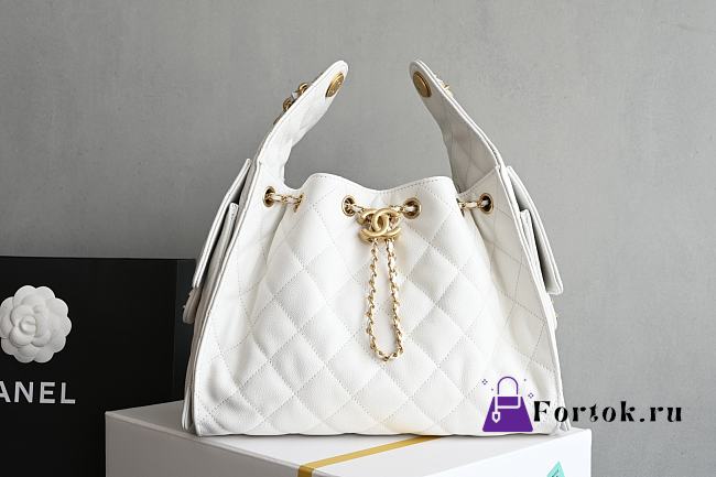 Fortok Chanel 25 White Caviar Leather Bag 30 x 26 x 14cm - 1