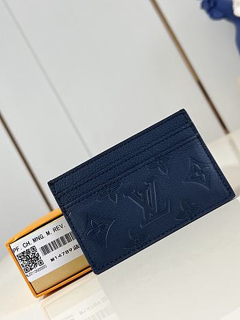 Fortok Louis Vuitton Card Holder Navy Blue 11 x 7 cm