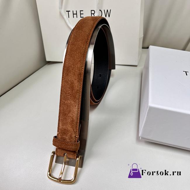 Fortok The Row Belt Suede Brown With Gold Hardware - 1