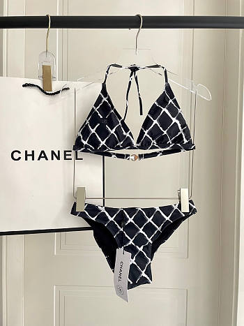 Fortok Chanel Bikini Caro Black And White