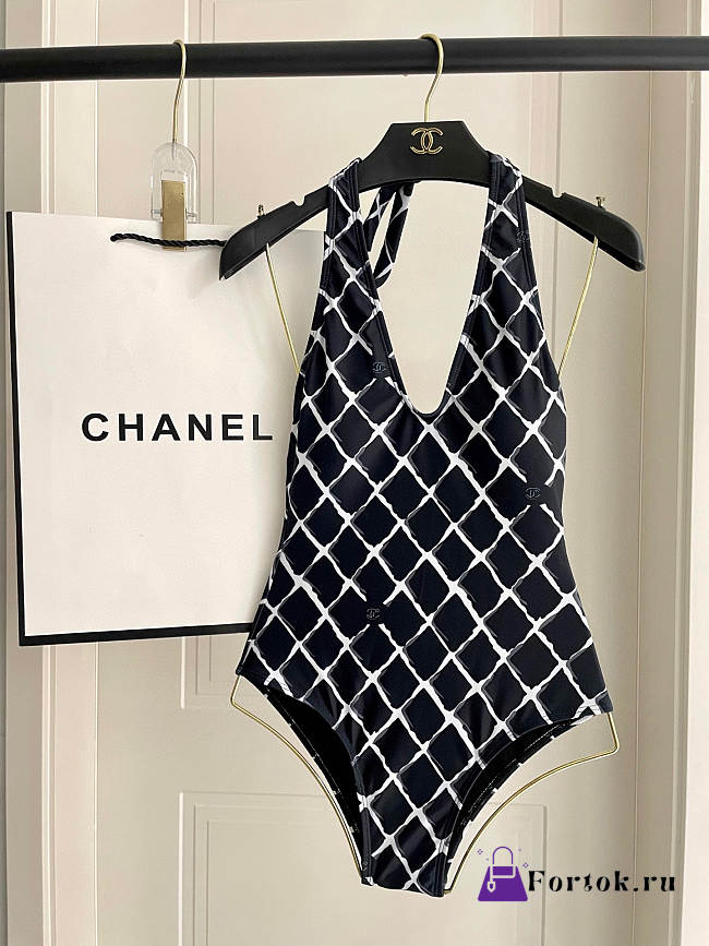 Fortok Chanel Swimsuit Caro Black And White - 1