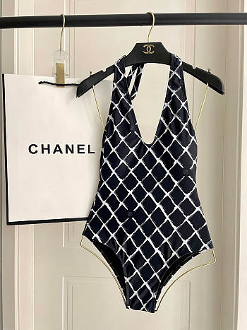 Fortok Chanel Swimsuit Caro Black And White