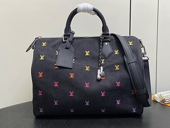 Fortok Louis Vuitton Speedy 40 Bandoulière Blason Denim 40*26*23Cm