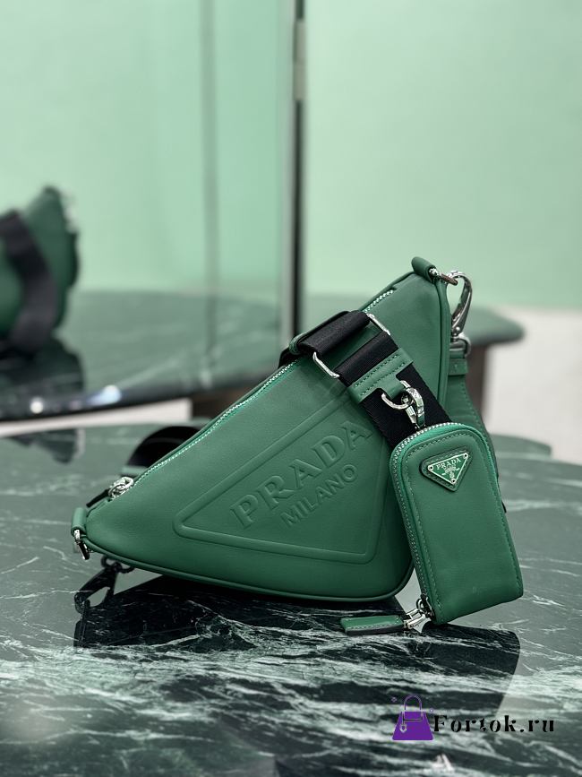 Fortok Prada Triangle Bag Green 26×14×12cm - 1