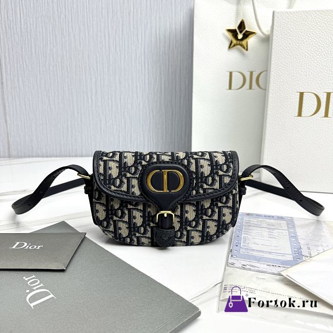 Fortok Dior - Bobby East-West Bag Azure Blue Box Calfskin 17.5×11×3.5cm - 1
