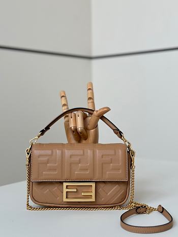 Fortok Fendi Baguette FF Logo Bag in Brown 19×5×12cm 