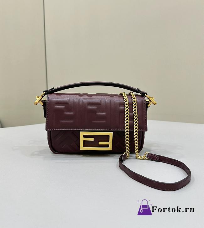 Fortok Fendi Baguette FF Logo Rouge Bag 19×5×12cm  - 1