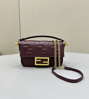 Fortok Fendi Baguette FF Logo Rouge Bag 19×5×12cm 