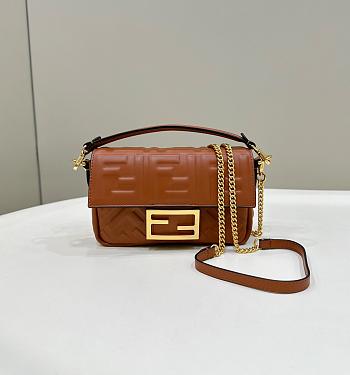 Fortok Fendi Baguette FF Logo Brown Bag 19×4×12cm 