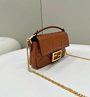 Fortok Fendi Baguette FF Logo Brown Bag 19×4×12cm  - 6