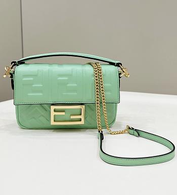 Fortok Fendi Baguette FF Logo Green Bag 19×4×12cm 