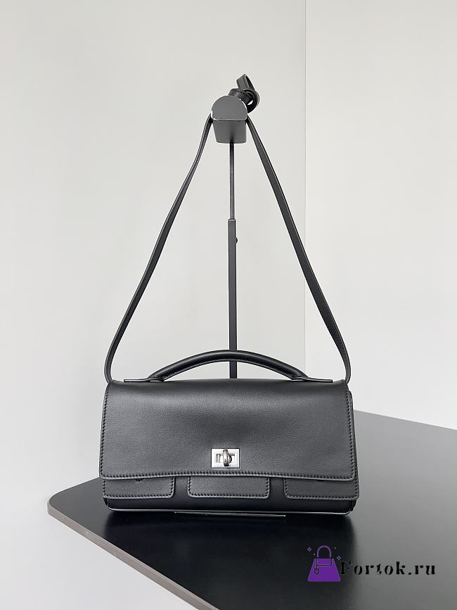Fortok Balenciaga Bel Air Clutch Black With Silver Hardware 26.9 x 13.9 x 5.3 cm - 1