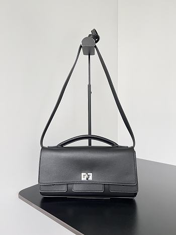 Fortok Balenciaga Bel Air Clutch Black With Silver Hardware 26.9 x 13.9 x 5.3 cm