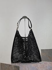 Fortok Saint Laurent Oxalis Raffia Shoulder Bag - Black 37×40×3cm - 6