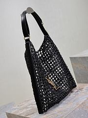 Fortok Saint Laurent Oxalis Raffia Shoulder Bag - Black 37×40×3cm - 5