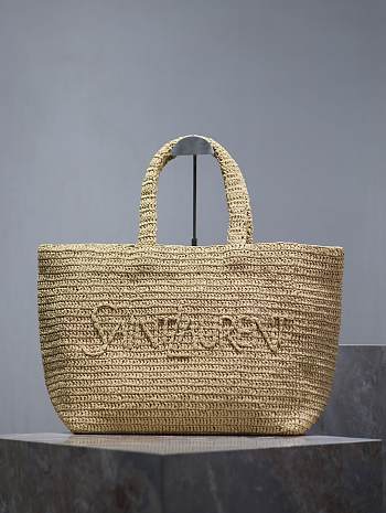 Fortok Saint Laurent Tote Women in Raffia Brown 41-50×43×17cm
