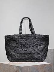 Fortok Saint Laurent Tote Women in Raffia Black 41-50×43×17cm - 1