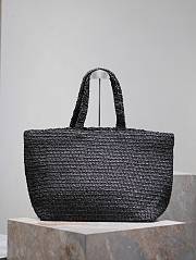 Fortok Saint Laurent Tote Women in Raffia Black 41-50×43×17cm - 5