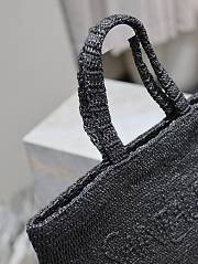 Fortok Saint Laurent Tote Women in Raffia Black 41-50×43×17cm - 3
