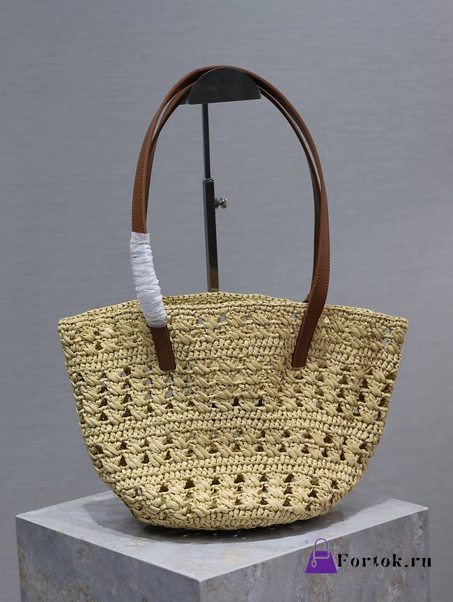 Fortok Saint Laurent Panier Raffia Brown 42×20×22cm - 1