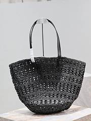 Fortok Saint Laurent Panier Raffia Black 42×20×22cm - 1