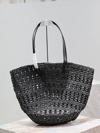 Fortok Saint Laurent Panier Raffia Black 42×20×22cm